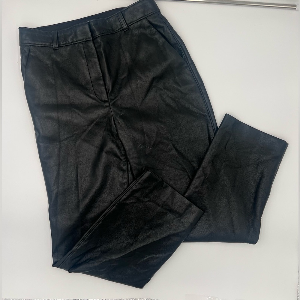 Babaton Black Faux Leather Pants Straight Leg Pants Sz 6
